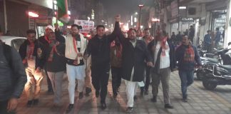 भाजपा युवा मोर्चा की और से पूरे प्रदेश में मिशाल मार्च किया गया